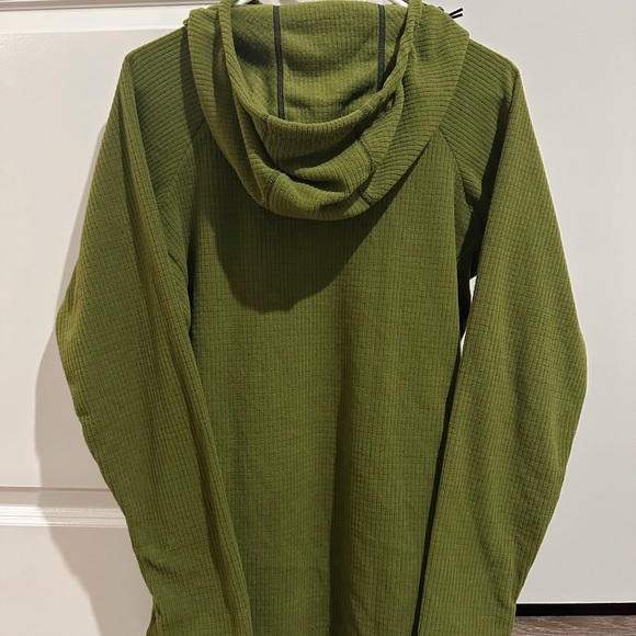 Melanzana Micro Grid Olive Green Hoodie Women’s M - Picture 2 of 3